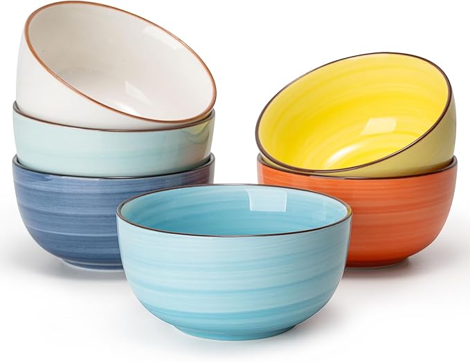 Sweese 4 Oz Porcelain Bowls Set - 6 Mini Dip Bowls, Multicolor, Dishwasher, Microwave Safe