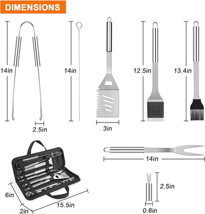 Anpro Grilling Accessories Grill Kit- Grill Set, Grilling Utensil Set, BBQ Accessories, BBQ Kit, BBQ Grill Tools, Grilling Gifts for Father's Day, Smoker, Camping, Kitchen,21 PCS-Standard Silver
