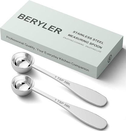 2PCS 1tsp Single Measuring Spoon, Stainless Steel Individual Teaspoon, Metal