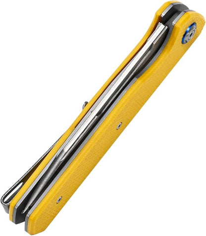 Sitivien ST135 Folding Knife,D2 Steel Blade G10 Handle Outdoor EDC Knife for Hunting Fishing Camping(Yellow)