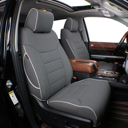 EKR Custom Fit Tacoma Car Seat Covers for Toyota Tacoma 2016 2017 2018 2019 2020 2021 2022 2023 Access Cab -Full Set,Faux Leather(Gray)