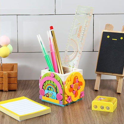 SIENON Dots Rainbow Pencil Holder Building Blocks, DIY Creative Craft Bricks Pen Holder Kit, Fun Construction Jewelry Organizer Box Toys for Kids Birthday Christmas Gift