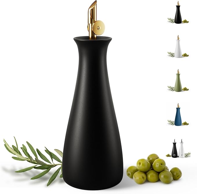 HB Design Co. Ceramic Olive Oil Dispenser - 530 ML Capacity Matte White Ceramic