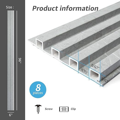 Art3d 8-Pack WPC Slat Wall Panel