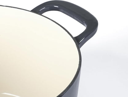 Martha Stewart Gatwick 7 QT Enamel Cast Iron Dutch Oven – Gray, Durable