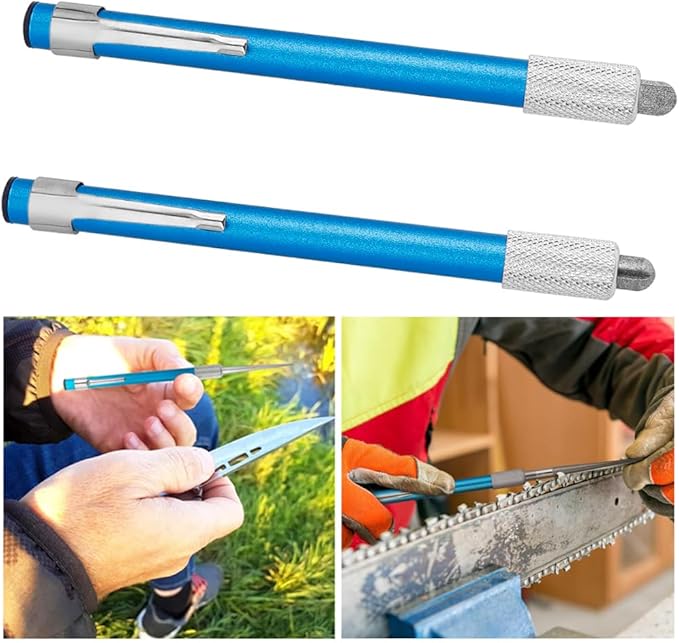 Wolfride 2Pcs Serrated Knife Sharpener, Retractable Diamond Sharpening Rod