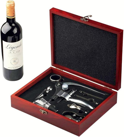 Wine Opener Set with Foil Cutter, Bottle Stopper & Pourer