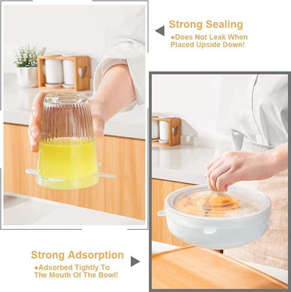 LELE LIFE 4 Pack Same Size Silicone Stretch Lids, Thicker Reusable Sturdy