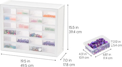 IRIS USA Plastic Storage Drawers, Made in USA, 24-Drawer Small Parts Organizer