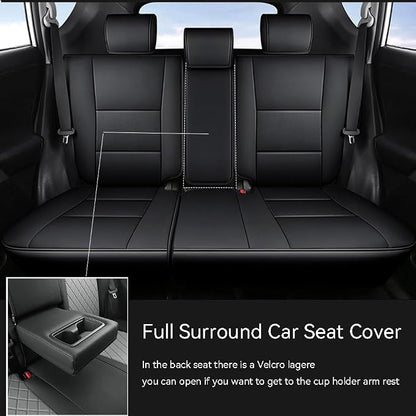 Custom Fit RAV4 Car Seat Covers for Select Toyota RAV4 LE 2013 2014 2015 2016 2017 2018 (NOT for Hybrid) - Full Set, Leather (Black)