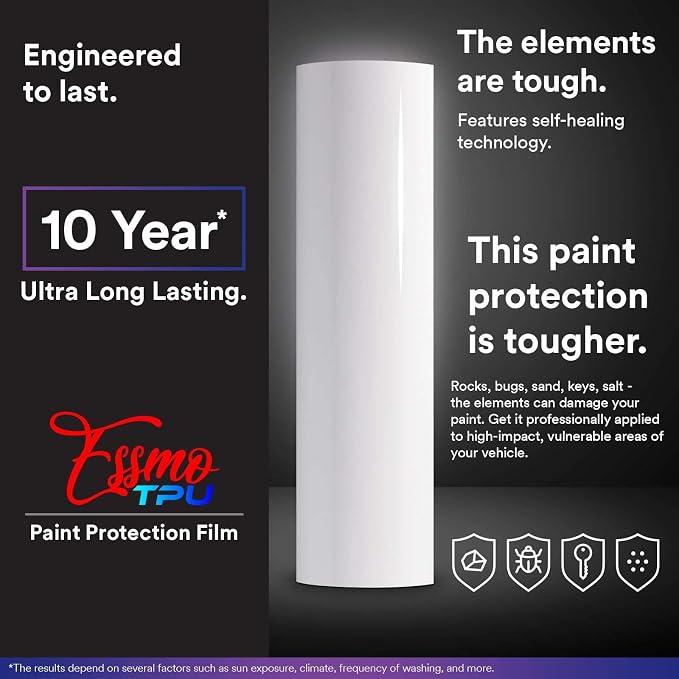 60"x480" (5FTx40FT) PPF Paint Protection Film Gloss Piano White Self Healing Auto Bra Vinyl Wrap Invisible Scratches Shield Sheet DIY with Tool Kit