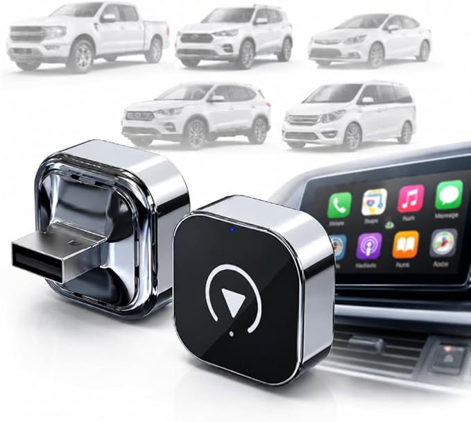 Wireless CarPlay Adapter for Audi Q7 2017 SUV- Slim Mini USB Design with Type-C Extension for Stable Zero-Latency Connection