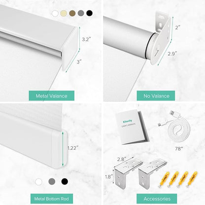 Kilonity Motorized Roller Shades, Light Filtering Remote Control Custom Window