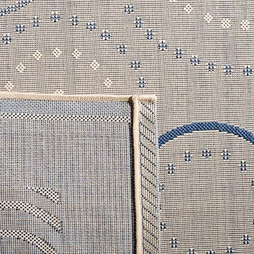 SAFAVIEH Washable Rug Outdoor Courtyard Collection - 2'3" x 6'7" Runner, Natural & Blue, Non-Shedding & Easy Cleaning, Ideal for Patio, Entryway, Mudroom, Hallway, Kitchen (CY1906-3101)
