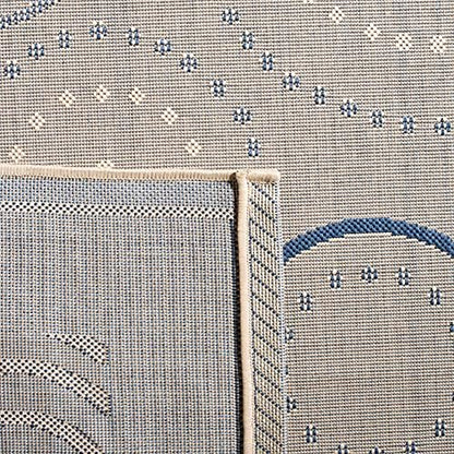 SAFAVIEH Washable Rug Outdoor Courtyard Collection - 2'3" x 6'7" Runner, Natural & Blue, Non-Shedding & Easy Cleaning, Ideal for Patio, Entryway, Mudroom, Hallway, Kitchen (CY1906-3101)