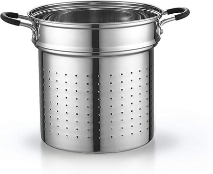 Cook N Home 4-Piece Stainless Steel Pasta Cooker Steamer Multipots, 12 Quart
