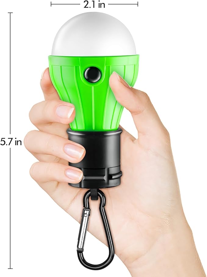 Portable LED Tent Lamp, Clip Hook Hurricane Emergency Light Bulb, Camping Equipment Lanterns for Hiking, Backpacking Outage, B-CLOSED-HOOK, 4 Packs