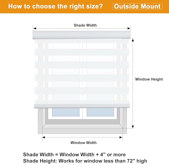 Persilux Cordless Zebra Blinds for Windows (55" W X 64" H, White) Free-Stop Windows Shades Dual Layer Light Control for Day and Night, Light Filtering Sheer Shades for Home, Easy to Install