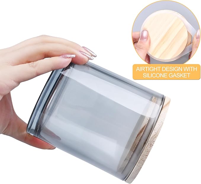 14 OZ Thick Candle Jars for Making Candles 12 Pcs, 3 Wick Empty Jars with Wood Lids for Candle Making, Sample Container,Clear Grey