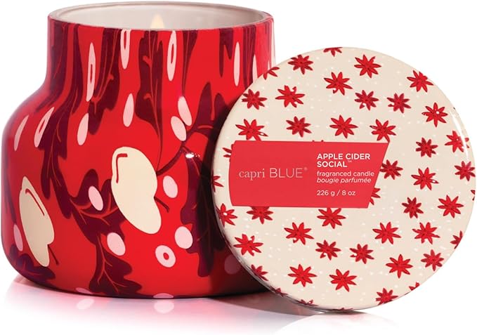 Capri Blue Pattern Play Signature Holiday Candle - Luxury Holiday Scented Candle for Home- Long Lasting Soy Wax Blend - Comes in Decorative Glass Jar (Apple Cider Social, 8 oz)