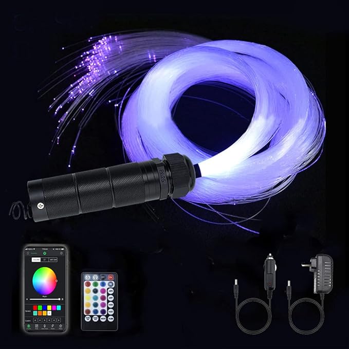 AZIMOM Car Use Bluetooth 6W RGBW LED Fiber Optic Lights Star Ceiling Light Kit