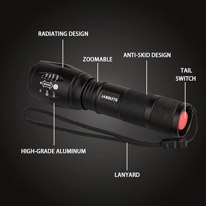 LED Emergency Handheld Flashlight, 4 Pack, Adjustable Focus, Water Resistant with 5 Modes, Best Tactical Torch for Hurricane, Camping, Dog Walking