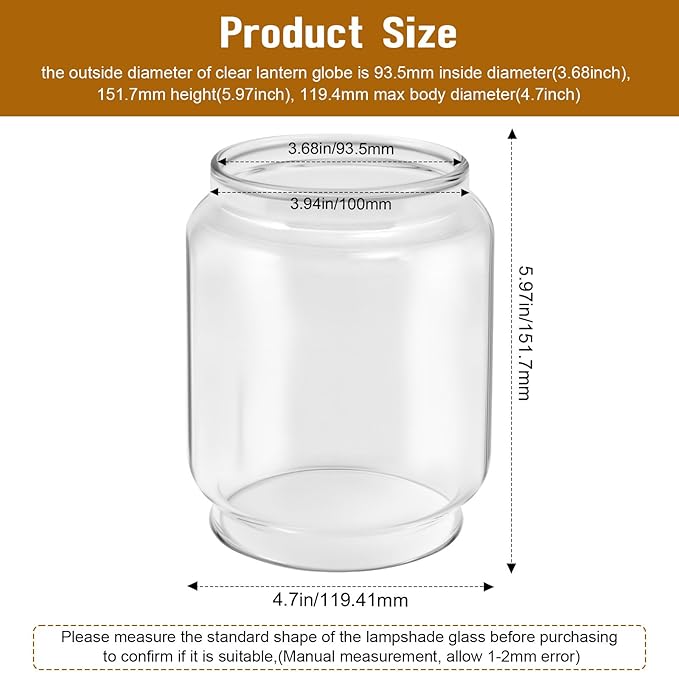 Replacement Lantern Globe for Coleman Max Northstar Lanterns, Coleman Lantern Parts Replacement Glass Globe for Fuelled Lanterns Fits Models 2000, 2500, 2600 - Similar for #R2000B043C