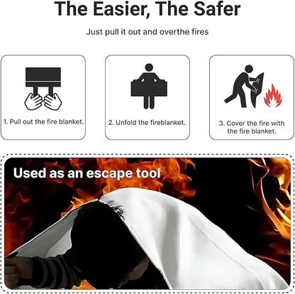 Lancryen 2025 Emergency Fire Blanket, Fire Extinguisher Blanket, Fire Suppression Fabric Flame Retardant Towel Flame Safety Cloth for Home, Kitchen, School, Grill, Car, Office, Warehouse(40??x 40??