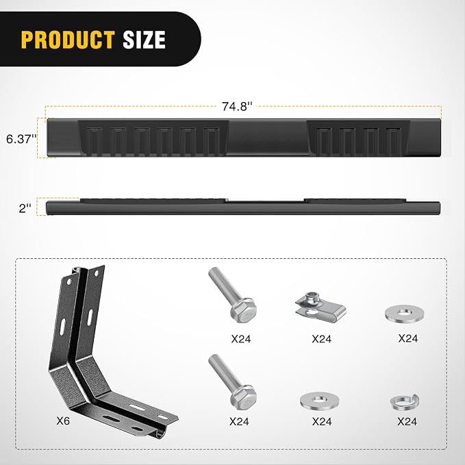 Nilight Running Boards for 1999-2016 Ford F250 F350 Super Duty/Extended Cab 2 Full-Size Door & 2 Half-Size Door 6 Inch Side Step Nerf Bars Stainless Steel Black