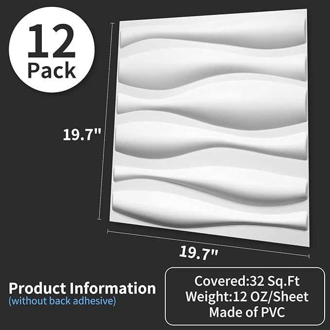 Art3d Decorative 3D Wall Panel, 32 Sq.FT PVC Interior Wall Decor