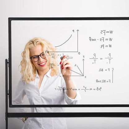 Mobile Clear Glass Whiteboard on Wheels