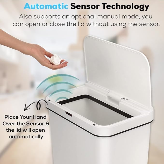 Simpli-Magic 13 Gallon Motion Sensor Touchless Trash Can – Automatic Hands-Free
