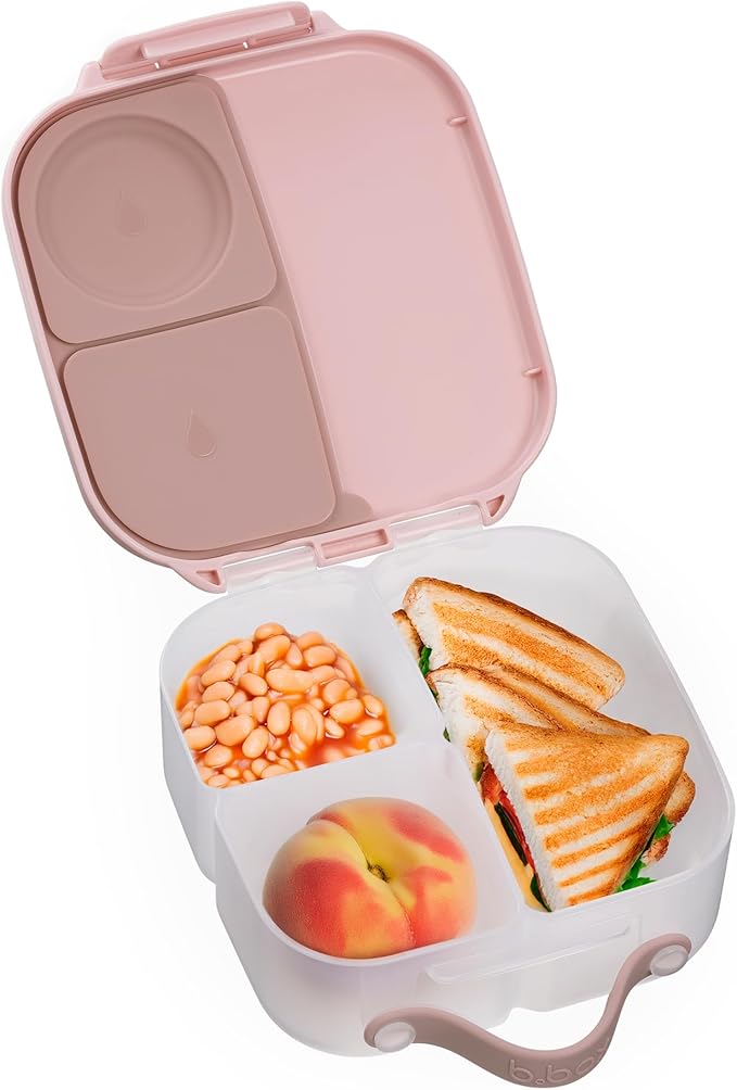 b.box Mini Lunch Box, Bento Box for Kids, Snack Container with 2 Leak Proof Compartments, Reusable Snack Containers with Lids, Kids Lunch Boxes Ages 3+, BPA Free, 4 1/4 Cup Capacity (Blush Crush)