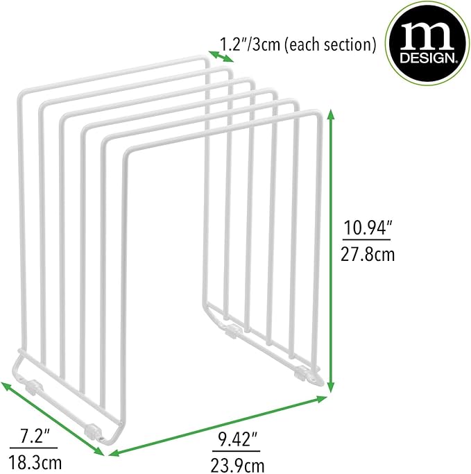 mDesign X-Large Steel Storage Tray Organizer Rack