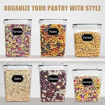 Wildone Flour Storage Containers 5.2L, 4 PCS Food Storage Containers, Black