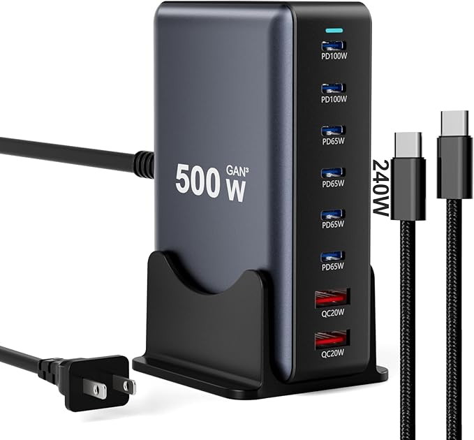 500W Fast Charging 8 Port USB C Charger Block