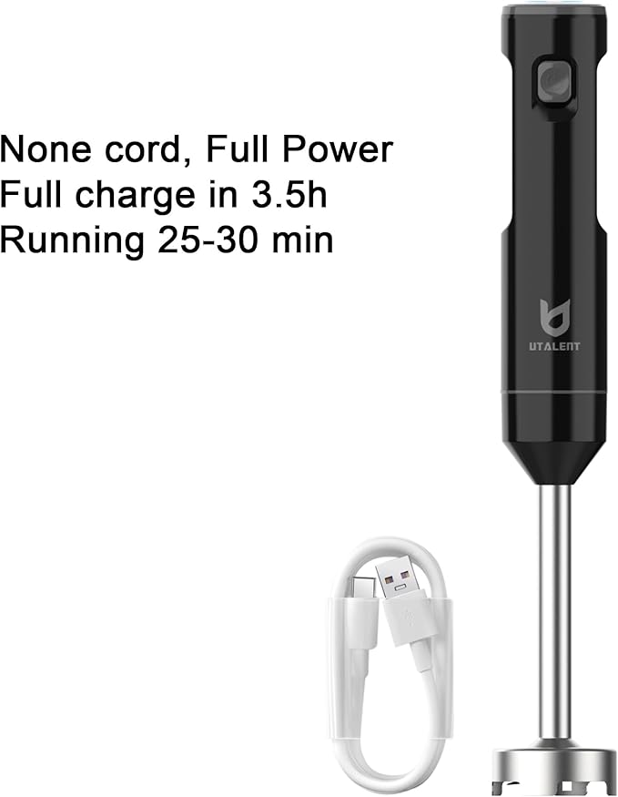 Cordless Hand Blender, UTALENT Variable Speed Immersion Blender handheld