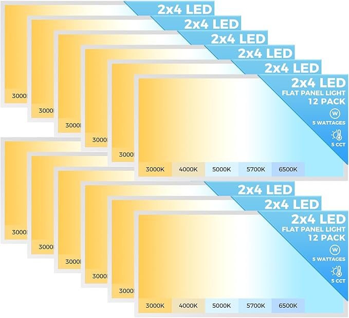 AIKVSXER 12 Pack 2x4 LED Flat Panel Light, 9100LM Bright Office Kitchen Ceiling