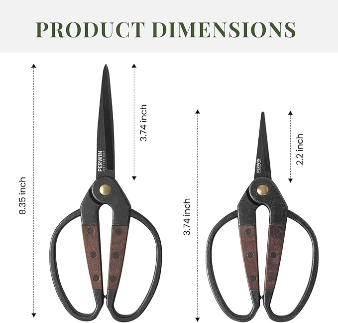 Garden Flower Bonsai Scissors,Walnut Wide Handles Pruning Gardening Scissors Floral Shears for Gardening,Succulent Harvest, and Precision Plant Trimming Care