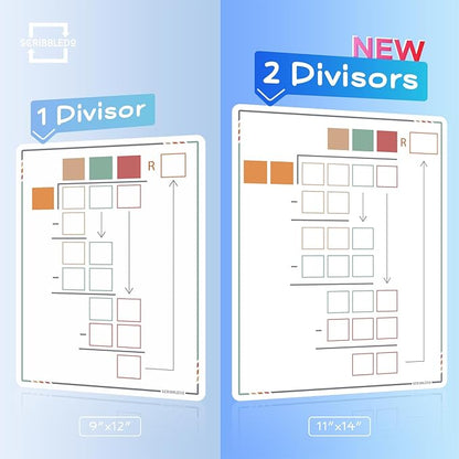 SCRIBBLEDO Long Division Practice 11”x14” Reusable Sheets Math Manipulatives for Classroom Teaching Materials 5th Grade Classroom Must Haves Special Education Math Centers 10-Pack Dry Erase Sheets