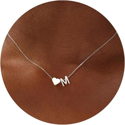 Turandoss Heart Initial Necklace for Women Teen Girls - 18K Gold Plated Letter A-Z Pendant Necklace Dainty Heart Necklaces Tiny Initial Necklaces Birthday Gifts for Women Jewelry