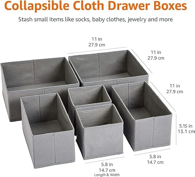 Amazon Basics Collapsible Cloth Drawer Organizer Boxes