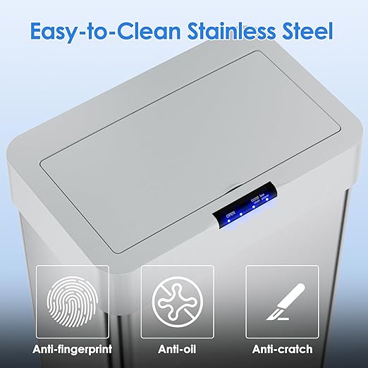 AthLike Sensor Trash Can, Touchless Motion Sensor Trash Bin, Smart Automatic