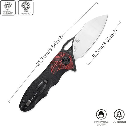 Sitivien ST154 Folding Knife, Sandvik 14C28N Steel Blade with G10 Handle,Chinese Zodiac Series EDC Tool Knifes for Camping Hunting Survival Hiking(Red)