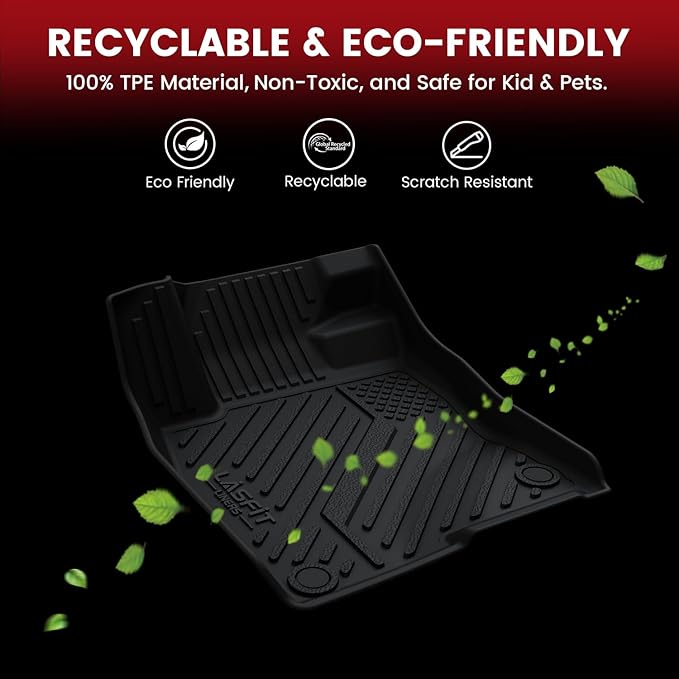 LASFIT Floor Mats & Cargo Mat for Toyota Prius 2010-2015, All Weather TPE Custom Fit Easy Clean Durable No-Curling Floor Liners for Prius 2010 2011 2012 2013 2014 2015 Car Mats & Trunk Mat