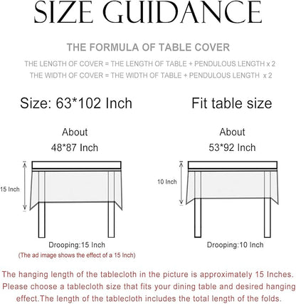 patdrea Designer French Linen Blue Tablecloth for Rectangle Table,Vintage Floral Table Cloth,Colorful Decoration Fall Cover Kitchen Dining for Thanksgiving,Tea Party,Christmas,63"x102"-Wensel
