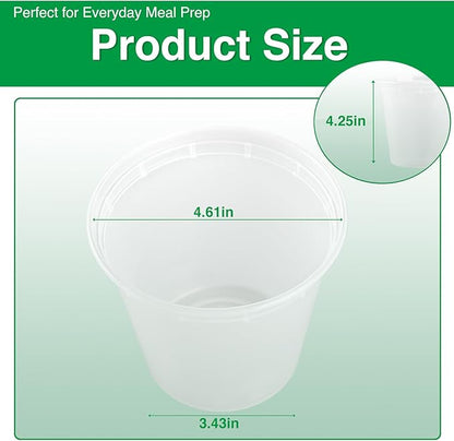 Deli Food Containers with Lids 24 oz-20 Pack Meal Prep Containers Food Storage Containers with Lids Stackable, Leakproof, BPA Free, Microwave Dishwasher Freezer Safe for Takeout Meal