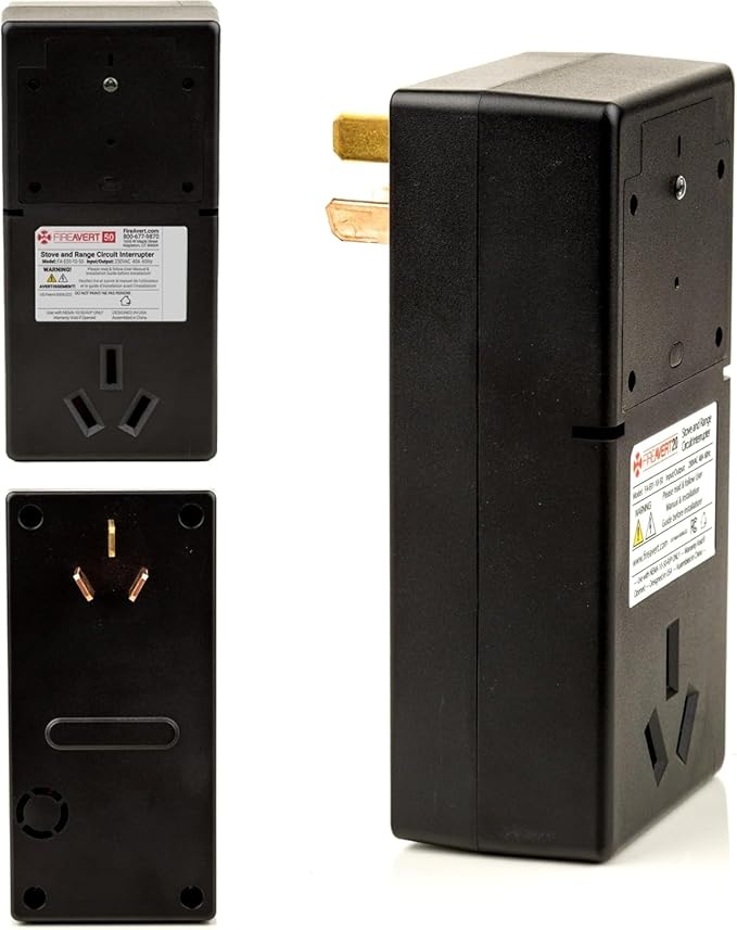 Electric Auto Stove Shut-Off Safety Device (3 or 4 Prong), Oven Monitoring Solution for Senior Citizen and Elderly Parents, As Seen On Shark Tank (3-Prong, 2 Pack)