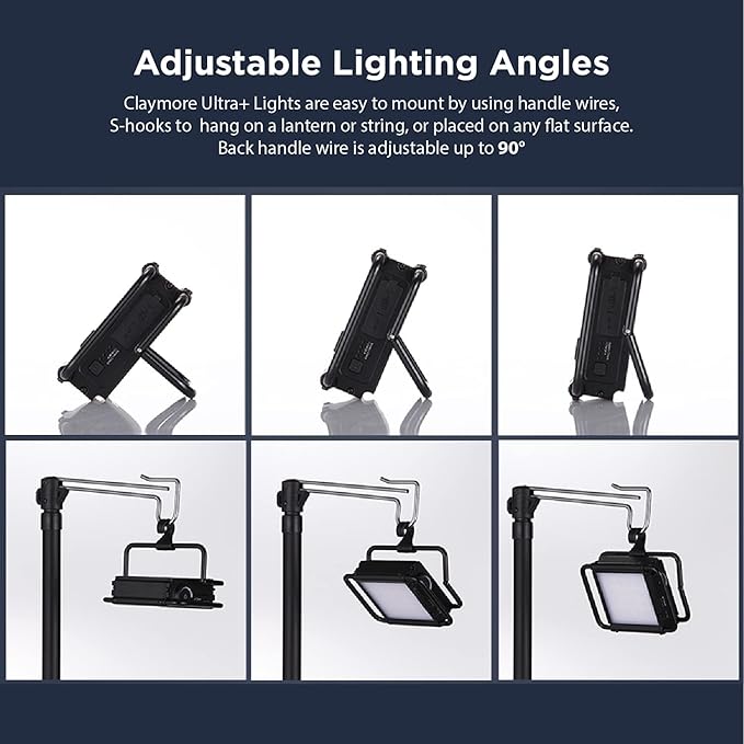 CLAYMORE Ultra 3.0 (Medium) - USB-C Rechargeable Outdoor Portable Area Light, 3 Color Modes, 40 to 2,200 Lumens, 11,600mAh Battery. Ideal for Camping, Fishing, Backpacking, and Construction.