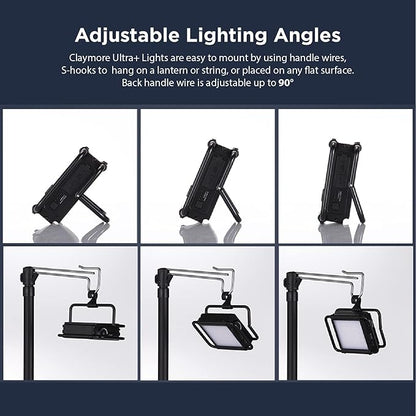 CLAYMORE Ultra 3.0 (Medium) - USB-C Rechargeable Outdoor Portable Area Light, 3 Color Modes, 40 to 2,200 Lumens, 11,600mAh Battery. Ideal for Camping, Fishing, Backpacking, and Construction.
